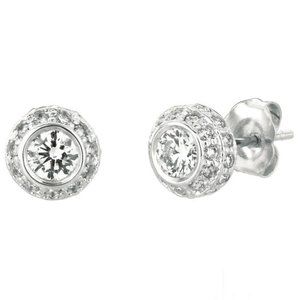 1.00 Carat Natural Diamond Earrings G SI 14K White Gold
